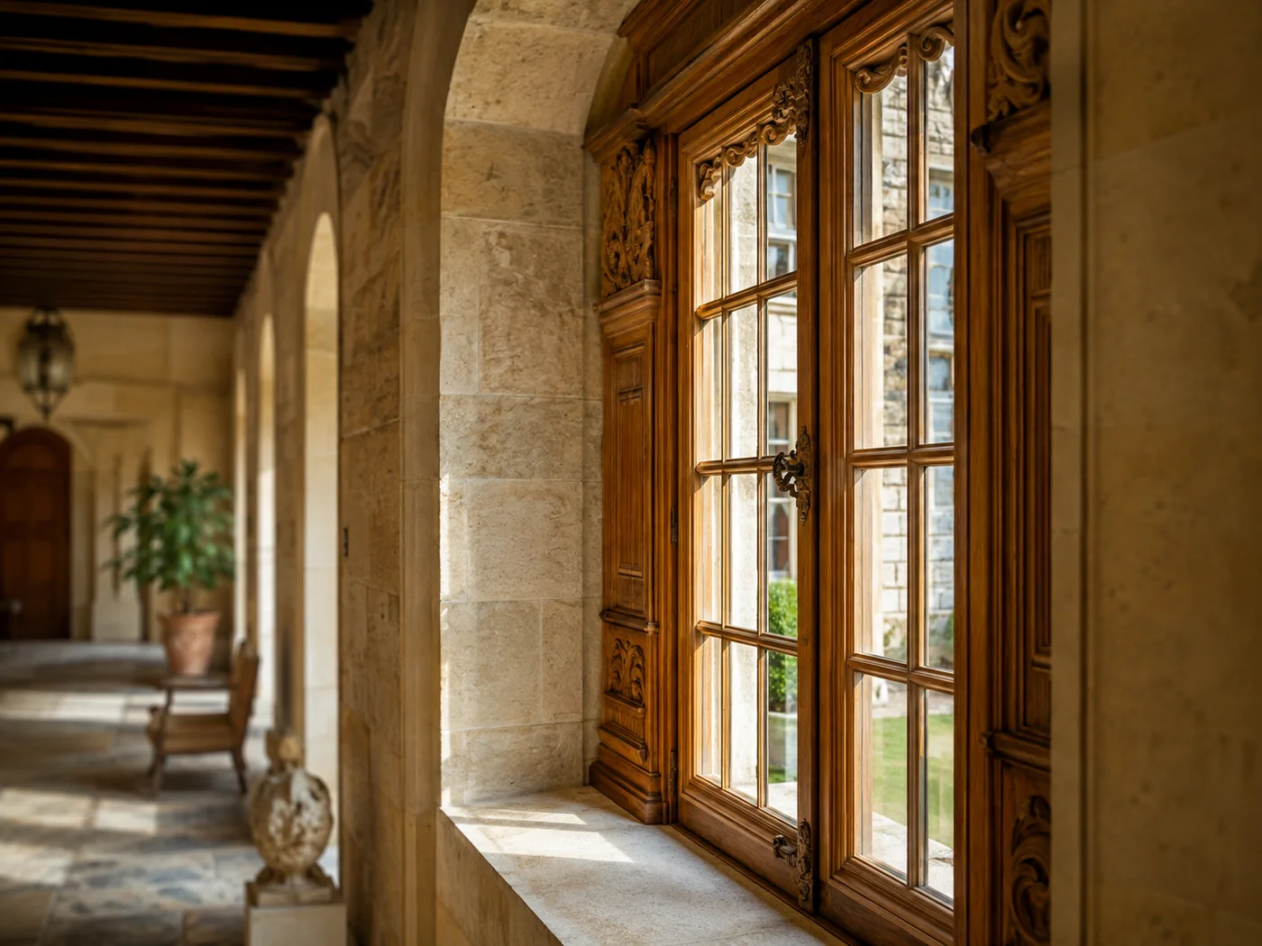Portes-fenêtres bois restaurées dans une demeure ancienne